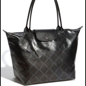 Limited Edition Black Longchamp Patterned Tote
